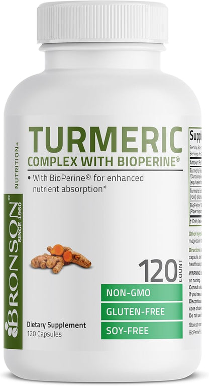 Turmeric Curcumin with BioPerine - High Potency Premium Joint Support with 95% Standardized Curcuminoids - Non-GMO Capsules with Black Pepper - 120 Count