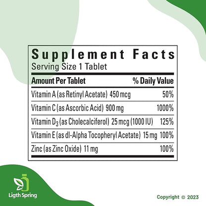 Super C with Vitamin D3 & Zinc 200 Tablets with Exclusive A to Z - Better Ligth&Spring Guide (2 Items)