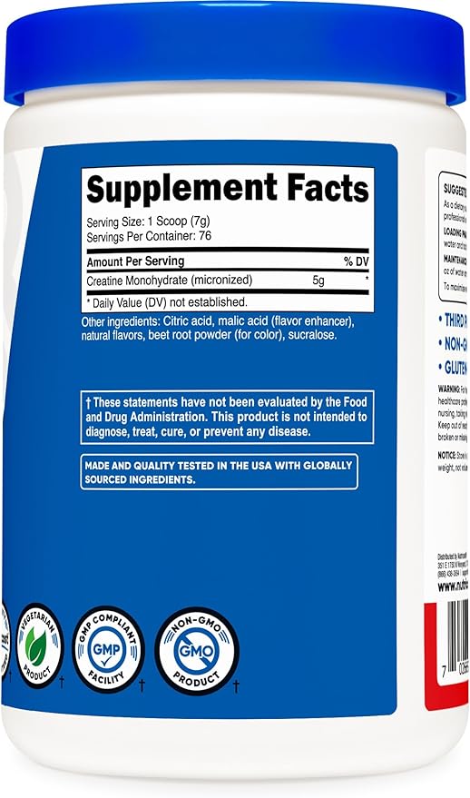 Nutricost Creatine Monohydrate Powder (Fruit Punch, 500 Gram)