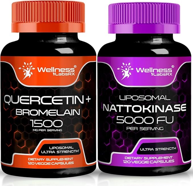 Quercetin with Bromelain | Nattokinase Supplement Capsules - 5000 FU - Enzymes from Pure Japanese Natto Extract
