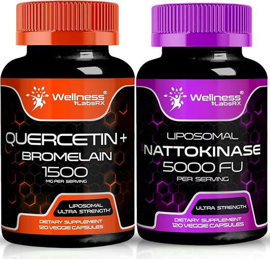 Quercetin with Bromelain | Nattokinase Supplement Capsules - 5000 FU - Enzymes from Pure Japanese Natto Extract