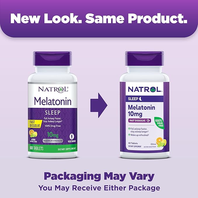 Natrol Fast Dissolve Melatonin 10 mg, Melatonin Supplements for Restful Sleep, Sleep Support for Adults, 60 Citrus-Flavored Tablets, Up to a 60 Day Supply