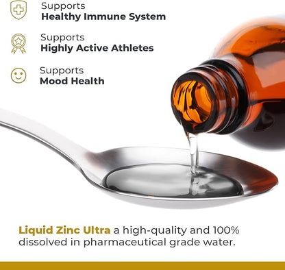 Premier Research Labs Liquid Zinc Ultra: Liquid Zinc Supplement - for Immune Support & Well-Being for Adults & Kids - Highly Absorbable Drops - Used for Rapid Analysis of Zinc Status - 8 fl oz