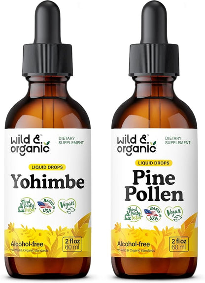 Wild & Organic Yohimbe Tincture 2 fl oz & Pine Pollen Tincture 2 fl oz