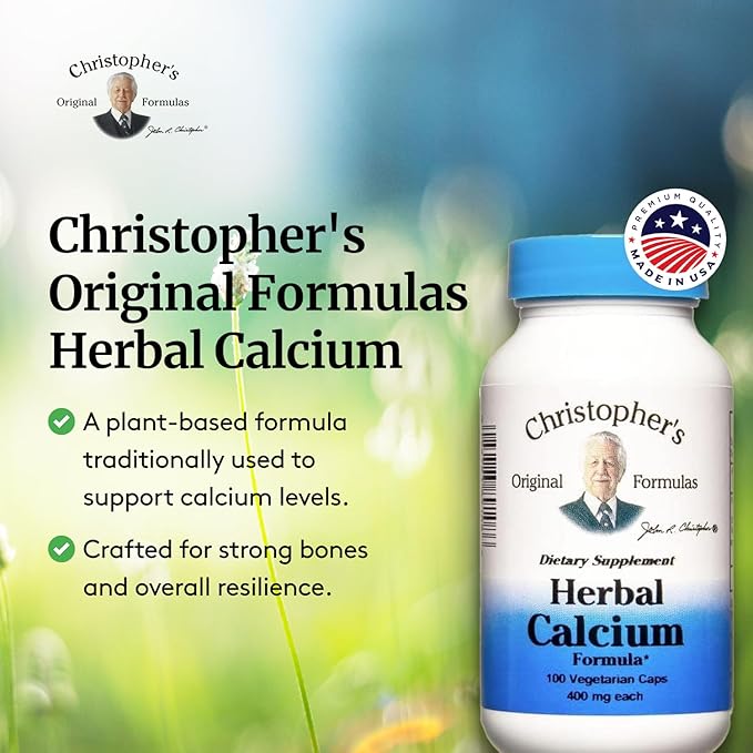 Christopher's Original Formulas Herbal Calcium, Natural Bone Support, 100 Caps, Pack of 4