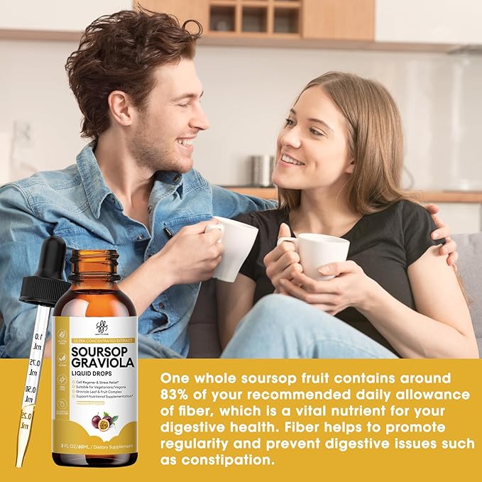 Premium Soursop Graviola for Digestion, Support Healthy Skin & Sleep, Soursop Extract Liquid Drop from Graviola Leaf and Fruit, Sugar/Caffeine/Gluten Free, Passion Fruit Flavor, 2 Fl Oz