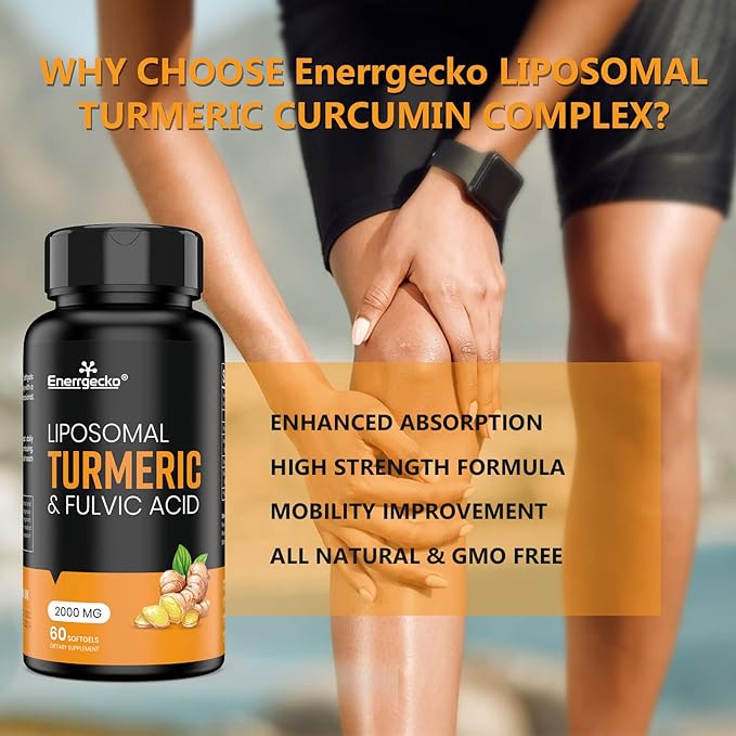 2000 mg Liposomal Turmeric Curcumin with Black Pepper & Ginger for Superior Absorption with Fulvic Acid and Humic Acid 180 Softgels - 3 Month Supply