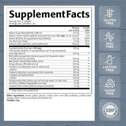 New Roots | Prostate Support Supplement with 16 Herbal Ingredients: Saw Palmetto, Plant Sterols, Borage Oil, Selenium, Vitamins & Zinc (60 Softgels) Relieves Weak Urine Flow, Frequent Urination