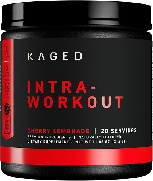 Kaged Intra-Workout Powder | in BCAAs, L-Citrulline & Beta-Alanine for Endurance | 124mg Organic PurCaf® Caffeine | Coconut Water Powder | 20 Servings | Cherry Limeade