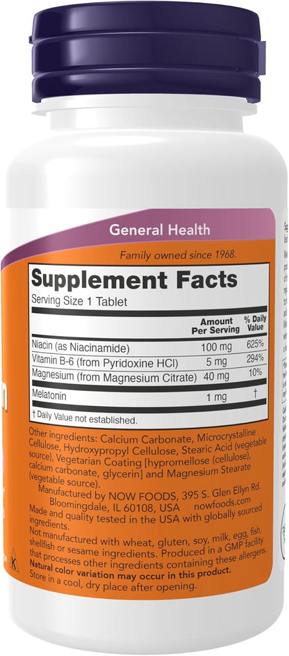 NOW Supplements, Melatonin 1 mg, with Co-Factor Nutrients, Healthy Sleep Cycle*, 100 Tablets (Pack of 2)