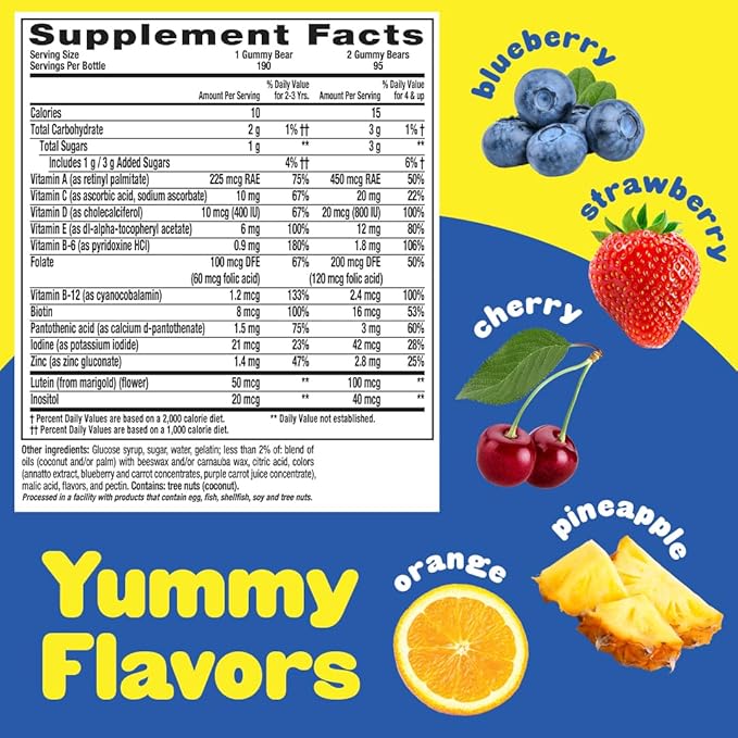 L'il Critters Gummy Vites Daily Kids Multivitamins Assorted Fruit Flavors for Ages 2+ Toddlers & Kids, Gummy Vitamin with Vitamin C and D, 95-190 Day Supply, 190 Gummies