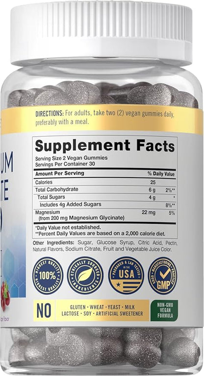 Carlyle Magnesium Glycinate Gummies | 60 Count | Grape Flavor | Vegan, Non-GMO, Gluten Free Supplement