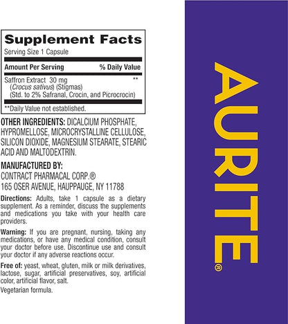Saffron Supplement | Stress Management, Herbal Mood Support, Long-Term Memory, for Women & Men. 60 Count, Saffron 30mg, Vegetarian Friendly, Non-GMO, Gluten-Free, Soy-Free (2 Months of Supply)