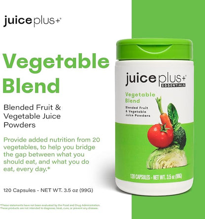 Juice Plus+ Vegetable Blend - Whole Food Vegetable Powder in Convenient Capsules - Includes Nutrients from Spinach, Kale, Broccoli, Carrot, Garlic and More - Vegan, Non-GMO - 120 Capsules