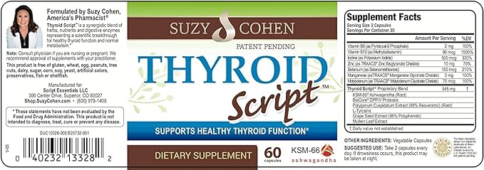 Thyroid Script by Suzy Cohen - Thyroid Support Supplement