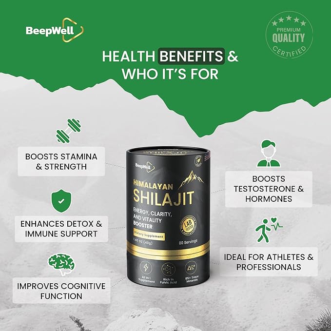 Shilajit Resin – Pure Organic Himalayan Shilajit Natural Resin Men Women Chilajil Fulvic Acid 85+ Trace Minerals 80 Servings 1.40 oz