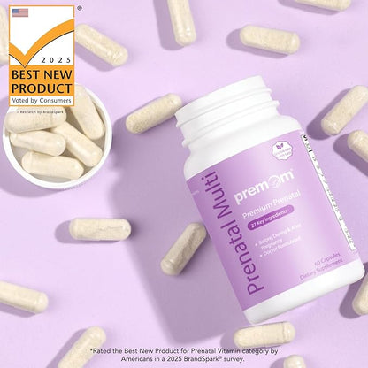 Premom Prenatal Vitamins for Women & Prenatal DHA Fish Oil - Conception for Her Multivitamin: 27 Nutrients + Triglyceride Omega 3 with 470mg DHA - Fertility Support for Women