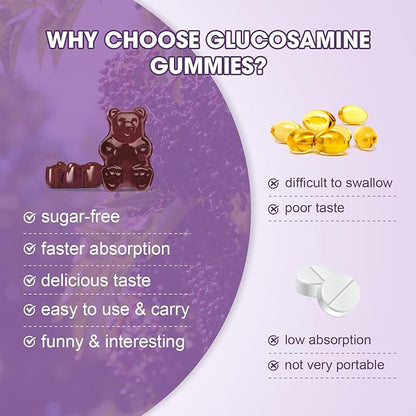 (2 Pack) Glucosamine Chondroitin Gummies, Extra Strength Joint Support Supplement with MSM & Elderberry for Mobility & Flexibility, Antioxidant Support for Men & Women, 120 Gummies