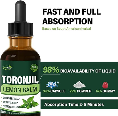 Liquid Drops, Natural Herbal Extract with Lemon Balm Toronjil Support Promotes Relaxation. 2oz