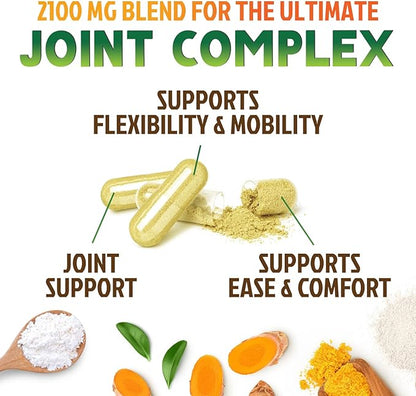 Glucosamine Chondroitin MSM 2100mg Complex - Joint Support Supplement Turmeric & Boswellia, Triple Strength Glucosamine Capsules - Support for Joint Mobility with Quercetin Bromelain - 240 Capsules