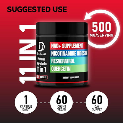 11in1 NAD+ Supplement with Nicotinamide Riboside, Quercetin, Resveratrol and 8 More - 2 Month Supply