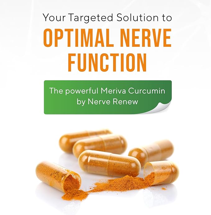 NERVE RENEW Meriva Curcumin 500mg with Bioperine Antioxidant Boost Nerve Support Supplement - 3 Pack