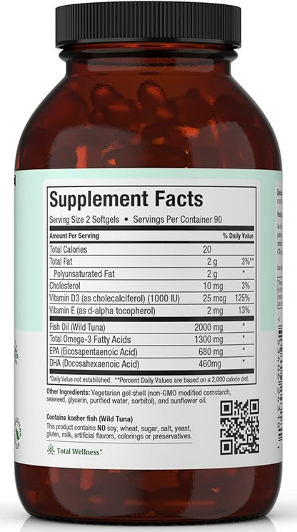Maxi Health Triple Omega-3 Concentrate - Fish Oil - "1000 IU" Vitamin D3 (190 Capsules)