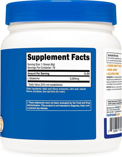 Nutricost L-Glutamine Powder (500 Grams) (Blue Raspberry)