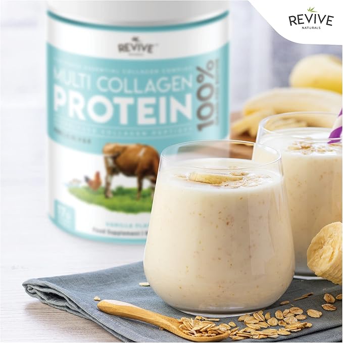 Revive Naturals Vanilla Multi Collagen Protein Powder - 400g - Unsweetened - 5 Types of Collagen Peptides - Hydrolyzed Grass Fed Bovine, Wild Caught Marine & Free-Range Chicken - Keto Approved