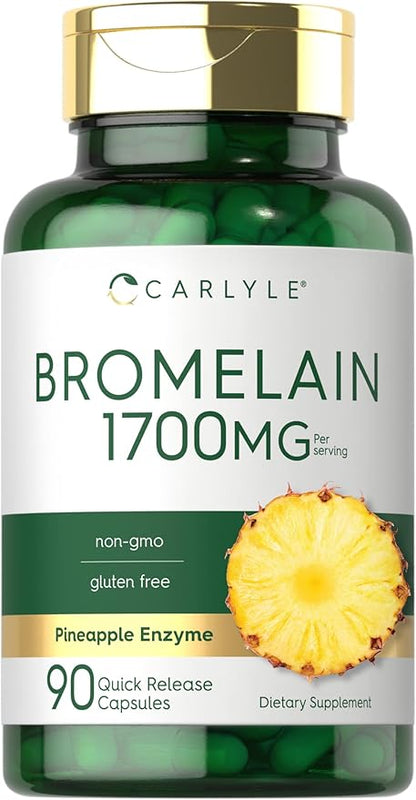 Carlyle Bromelain 1700 mg | 90 Capsules | Pineapple Enzyme Supplement | Non-GMO and Gluten Free