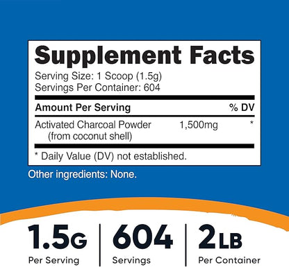 Nutricost Activated Charcoal Powder 2lbs - Food Grade Powder, Toothpaste, Facemask, Odor Control, Vegetarian, Gluten Free, Non-GMO