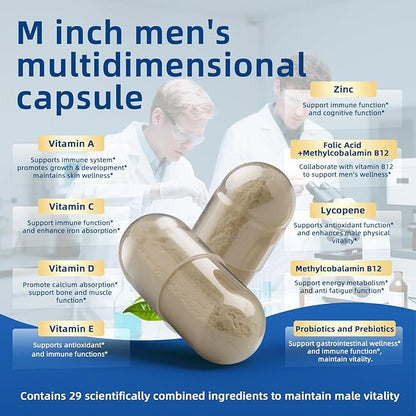 (2 Pack) Multivitamin for Men - Daily Mens Multivitamins with Vitamin D, B12, Zinc, Folic Acid, Lycopene and Prebiotics for Men's Wellness, Immune Support, Energy and Vitality, 240 Capsules