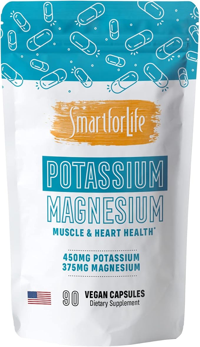 SMART FOR LIFE Potassium Magnesium Supplement – High Absorption Mineral Complex – 90 Vegan Capsules – Muscle Support & Electrolyte Balance