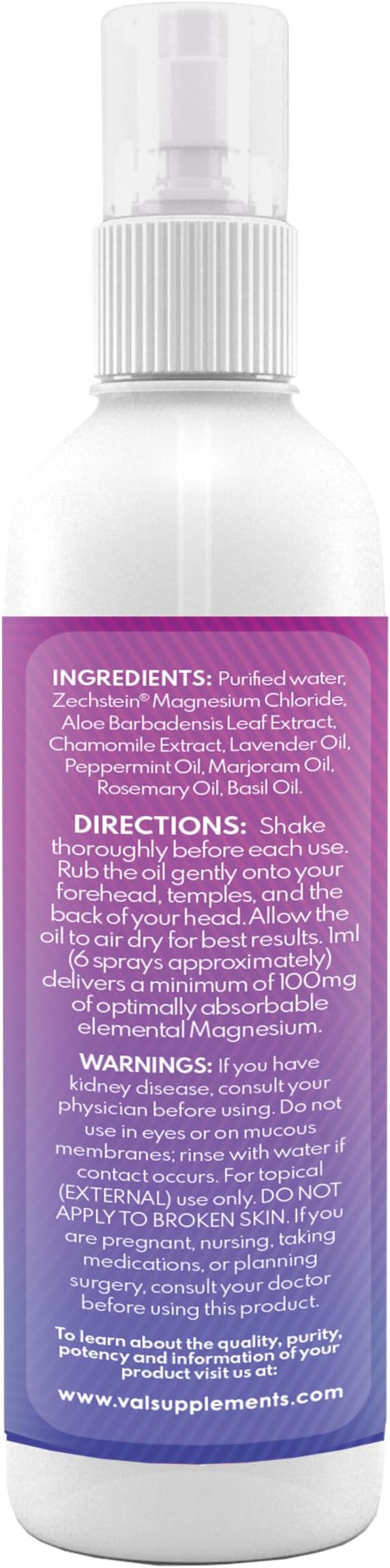 VAL Lombardi Magnesium Aromatherapy Spray with Peppermint & Essential Oils - Quick Comfort for Head Tension, Made in USA, 4 oz.