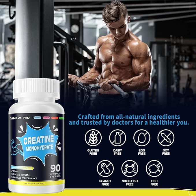 Creatine Monohydrate 2500mg Per Serving, 90 Capsules - Gluten Free, Non-GMO