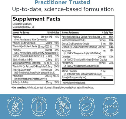 Designs for Health Methylated Multivitamin for Women & Men - Twice Daily Multimineral Supplement & Multivitamin Without Iron + Methylated B12 and Folate, Vitamin C, K, D, E + More (240 Capsules)