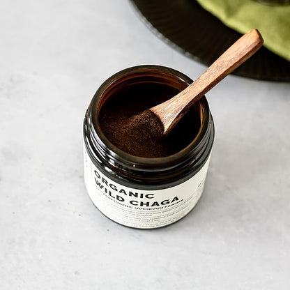 Erbology Organic Chaga Mushroom Powder 50 Servings - 7% Beta-glucans - Immunity Support - Inonotus Obliquus - Small Batch - Sustainably Wild Harvested in Finland - Vegan - Non-GMO - No Added Fillers