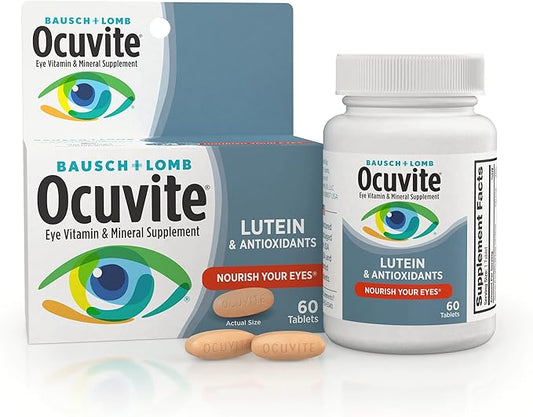 Ocuvite Eye Vitamin & Mineral Supplement, Lutein & Antioxidant Vitamins A, C & E, Zinc for Eye Health & Macular Support, Ocular Vitamins for Eyes, 60 Tablets