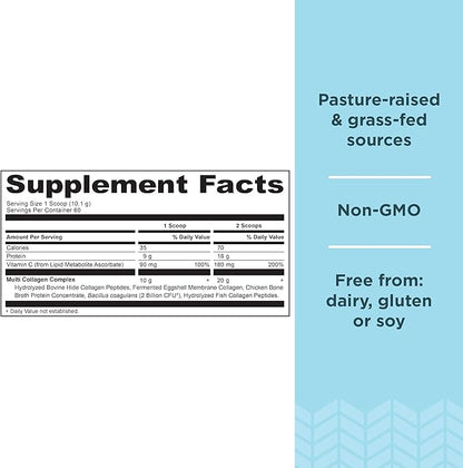 Ancient Nutrition Collagen Peptides Powder, Multi Collagen Protein, Women & Men, Vitamin C, Probiotics, Hydrolyzed Collagen, Supports Skin, Joints, Gut Health, Unflavored, 60 Servings