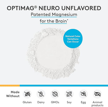 XYMOGEN OptiMag Neuro - Chelated Magnesium Powder - with Magnesium Glycinate & L-Threonate - Support Brain Health & Relaxation - Unflavored (60 Servings)