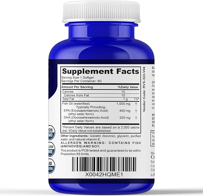 Aai Brand Omega 3 Fish Oil Supplements for Women and Men - Triple Omega 3-6-9 Formula Support Brain Health, Memory, Focus, Bone Strength & Joint Health - 60 Softgels