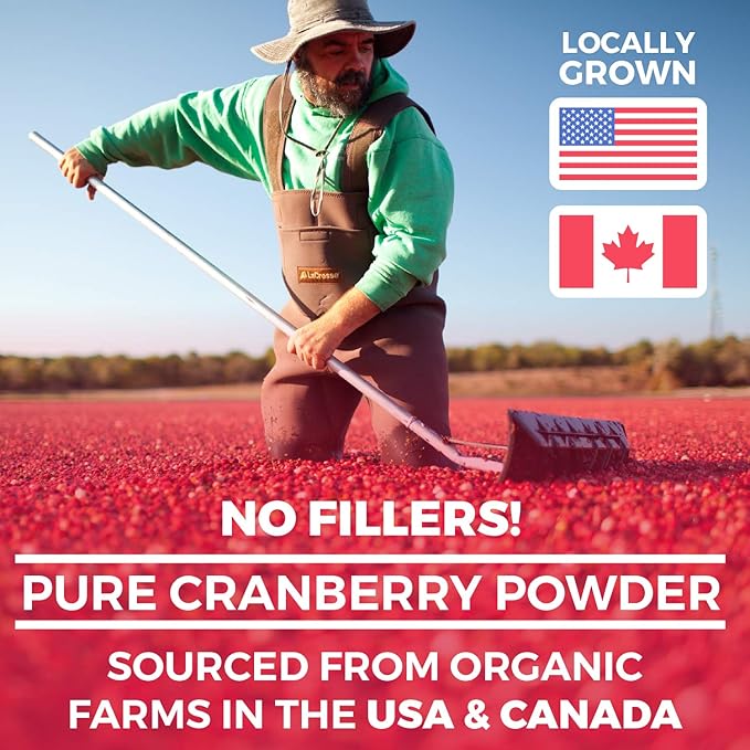 Cranberry Powder & Lions Mane (1-Month Supply) Mindful Cranberry Bundle of Organic Cranberry Concentrate Powder 50:1 Extract (100 Scoops) & Organic Lions Mane Mushroom 10:1 Extract (60 Caps)
