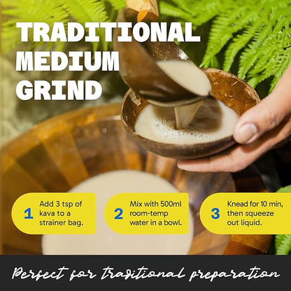 Premium Santa Cruz Kava Powder, Medium Grind Noble Root Powder, Easy to Prepare Kava Root Powder with A Smooth and Creamy Taste, Kava Root Powder, 8 oz