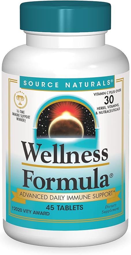 Source Naturals Wellness Formula Bio-Aligned Vitamins & Herbal Defense - Immune System Support Supplement & Immunity Booster - 45 Tablets