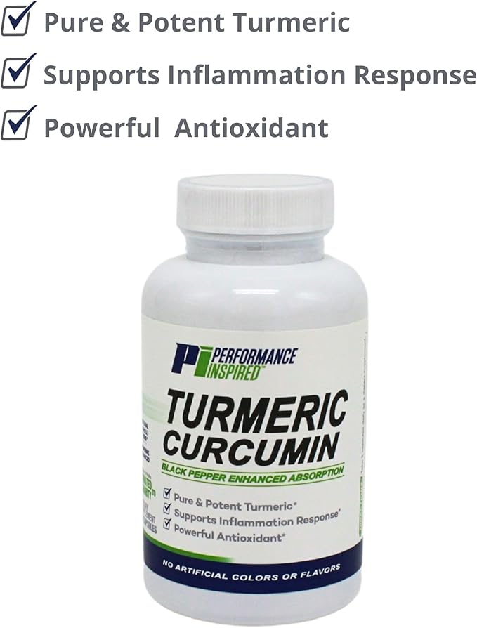 Performance Inspired Nutrition Turmeric Curcumin Capsules – Joint Support & Antioxidant – Enhanced Absorption – 60 Count