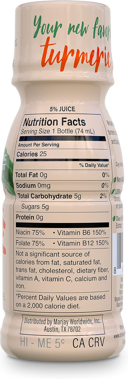 Turmeric Shots - Turmeric with Ginger, Citrus & Honey | Non-GMO | No Preservatives or Artificial Flavors/Colors/Sweeteners | B Vitamins | Liquid Turmeric (12 Pack)