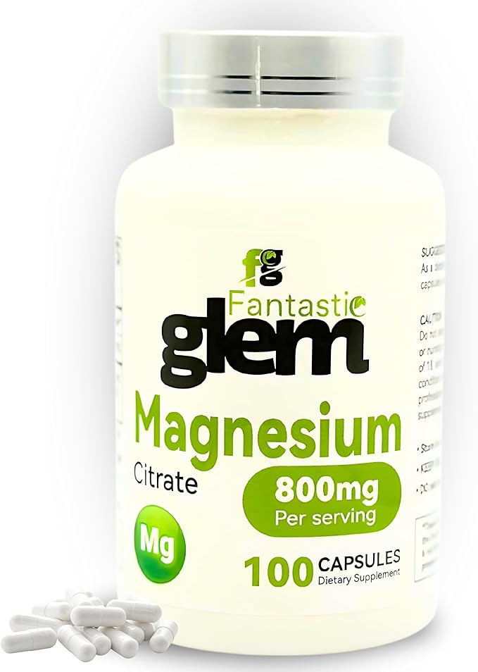 Magnesium Citrate Capsules- Dietary Supplement to Support Bone Health, Muscle Function and Relaxation, High Absorption Magnesium Supplement - GMO, Soy and Gluten Free- 100 Count, 800mg