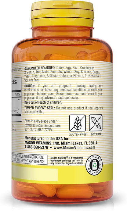 Mason Vitamins Ginkgo Biloba Leaves Powder, 500 mg per Capsule, 180 Gelatin Capsules