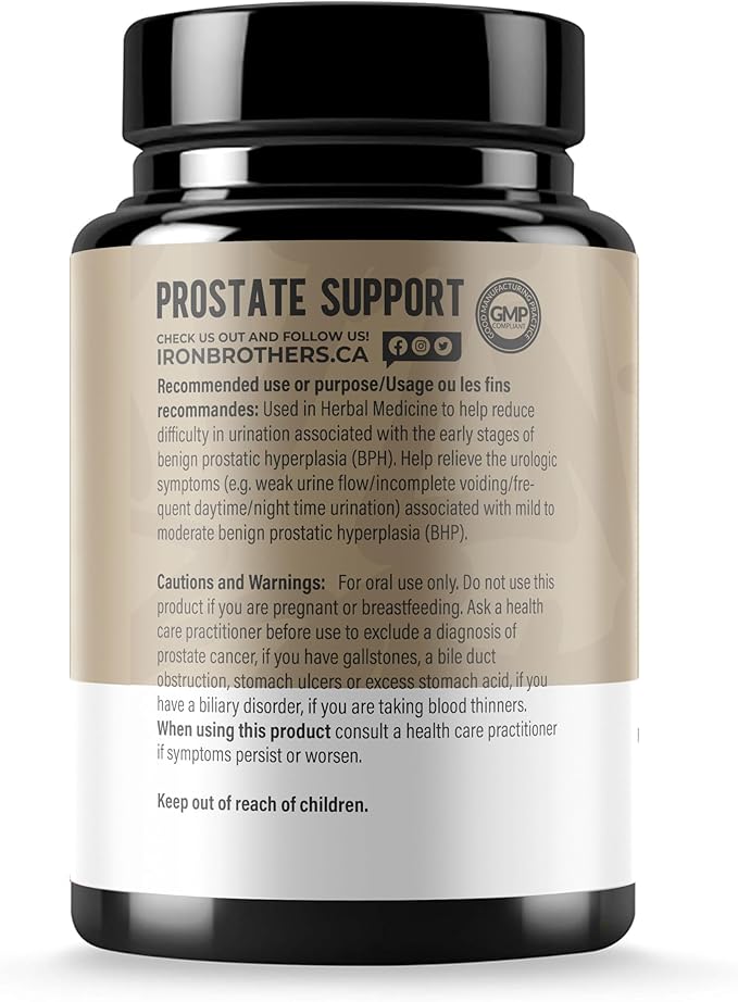 Iron Brothers Supplements - Prostate Health Supplements for Men - Support for Men with Pygeum & Saw Palmetto - Prostate Health, Bladder & Hair Support - Reduce Difficultly in Urination