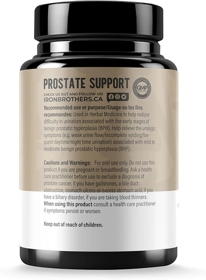 Iron Brothers Supplements - Prostate Health Supplements for Men - Support for Men with Pygeum & Saw Palmetto - Prostate Health, Bladder & Hair Support - Reduce Difficultly in Urination